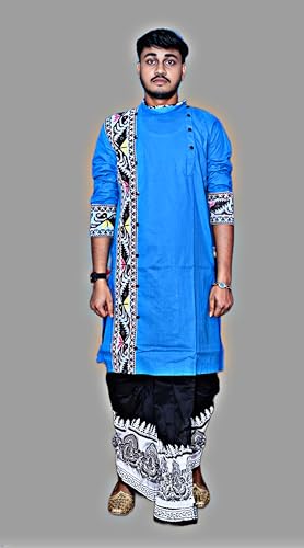 Image of Pure Cotton Full Sleeves Kurta with dupion silk Dhoti pant set (701)