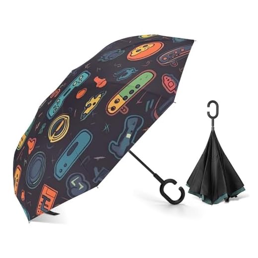 LQWOK Car Reverse Umbrella, Video Pattern Printed Reverse Umbrella,windproof Double-layer Folding Reverse Umbrella