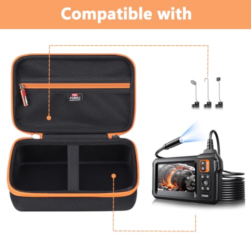 Image of FBLFOBELI Hard Case for MugEasy /Daxiongmao /DEPSTECH /Telsong Borescopes | Hard EVA Shell for TGJOR /SKYBASIC /Lightswim /COOVIE Borescope Inspection Camera, Fits 4.3'' Screen, Waterproof, Orange