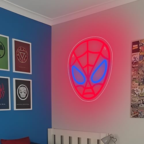 Image of Spider Neon Sign,Spider LED Sign for Children Room,Anime Neon Lights,Superheo Light Up Sign for Bedroom,Game Room,Cool Gifts for Man,Children,Teen Boys,Anime Movie Fans,Size 13.4 * 10.6 in(XD132)
