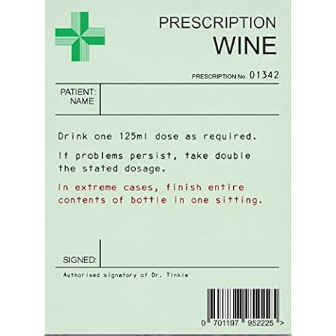 PRO CUT GRAPHICS - 1 x Funny Personalised Prescription Wine Bottle Label, Vinyl Sticker, Wine. Gift, Wine Label, Girlfriend, Boyfriend, Mothers day, Father's Day Birthdays Weddings Gift 115mm X 85mm Cover