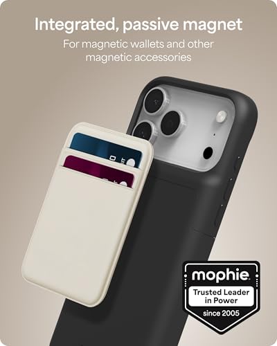 Image of Mophie Juice Pack Battery Case for iPhone 17 Pro Max - Slim Charging Case, Up to 50% Extra Battery Life, High Impact Protection, Magnetic Back for Wallets & Mounts, Sustainable Material, Black