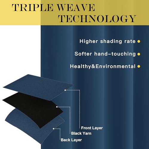 NICETOWN Blackout Curtain Drape for Bedroom - Light Reducing Thermal Insulated Solid Grommet Room Darkening Window Curtain 90 inches Long for Living Room (Moroccan Blue, 1 Piece, W66 x L90)