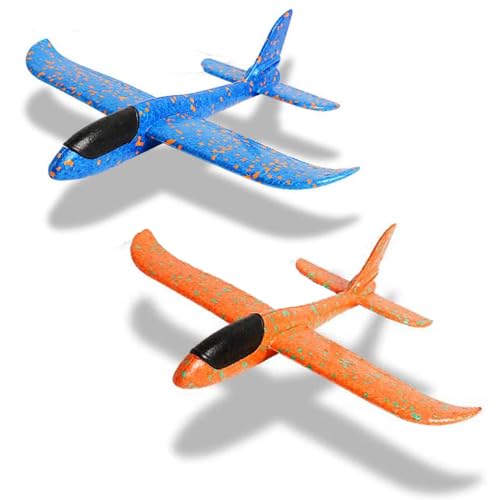 WenToyce 2 Pack Throwing Foam Airplanes, 13.7 Inches 2 Flight Mode Glider Inertia Planes Model,...