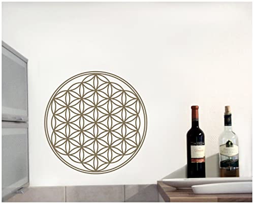 Samunshi® Lebensblume Wandtattoo Blume des Lebens Aufkleber Wandbild Blumen Wandsticker Yoga Sticker Wanddeko 20 x 20cm goldmetalleffekt – Ansicht 5