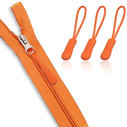 20 Pcs Nylon Cord Extension Zipper Pulls - Orange for Backpacks, Luggage, Jackets, Purses, Handbags