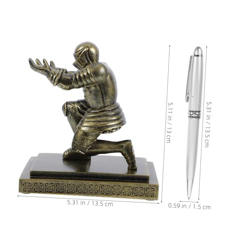 Chevalier porte-stylo or Angoily en résine pour bureau chic