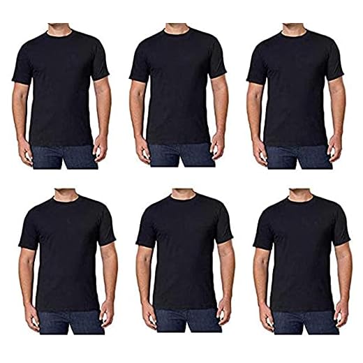 Kirkland Men's Crew Neck White T-Shirts 100% Combed Heavyweight Cotton (Pack of 6) (Black, Medium)