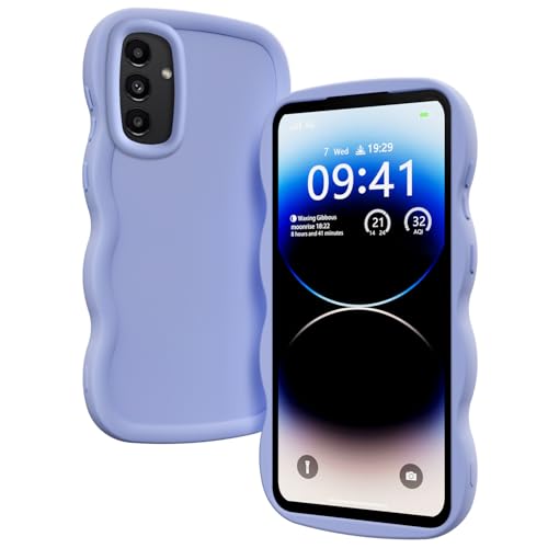 XINYEXIN Funda para Samsung Galaxy A14 4G/5G, Carcasa Marco de Ondas Forma Rizado Linda Silicona Líquida Antigolpes Bumper Case Cover - Violeta