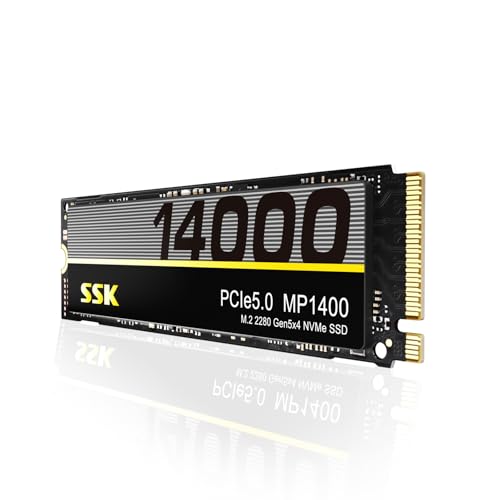 SSK 4TB M.2 NVMe PCIe Gen5 Internal SSD,up tp 14000MB/s Read Speed, TLC NAND with DRAM Cache, High Performance Internal Solid State Drive for Gaming,Laptop,Desktop,AI Computing and Content Creation