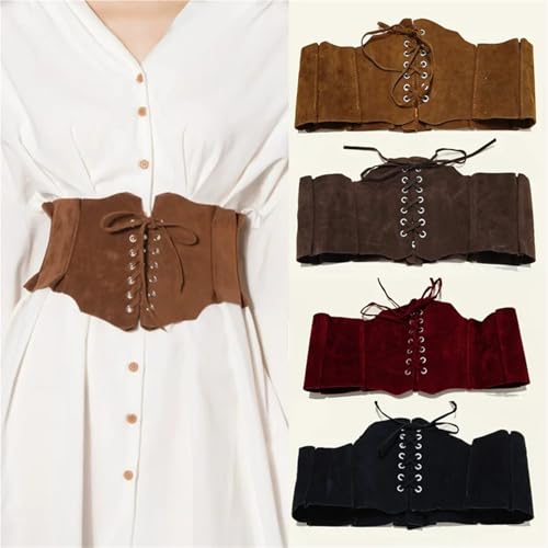 Pu Leather Corset Belt for Women Wrap Around Cinch Waistband Black Cummerbund Brown Cowboy Belt2
