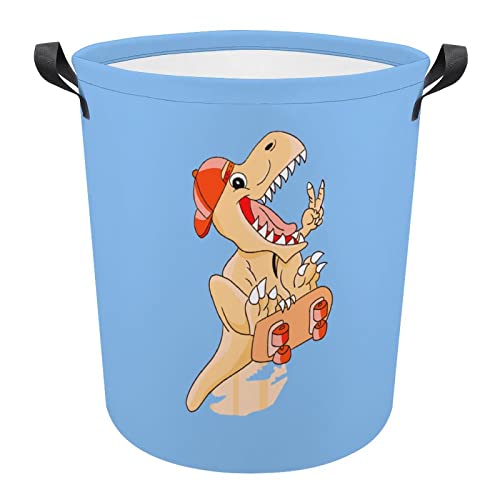 Cesta de Ropa Sucia Dinosaurio Bolsa de Almacenamiento Plegable 42 x 44 cm Cesta de Ropa de Dibujos Animados lindo Cesta deRopa Organizador de Juguetes (Azul Dinosaurio) Cover