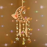 Artilady Dream Catcher for Girls - Pink Butterfly Small Moon Dream Catchers with Crystals Cute Room Decor for Teen Girls Boys Boho Bedroom Wall Home Decorations Birthday Christmas Kids Gifts