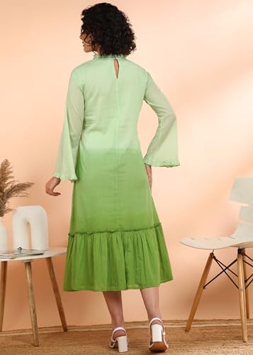 Image of Maaesa Women Embroidered Cotton Flared Dress