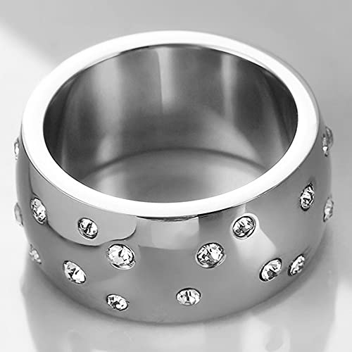 Jude Jewelers 10MM Stainless Steel Chunky Strong Cubic Zircon Filled Eternity Wedding Band Ring3