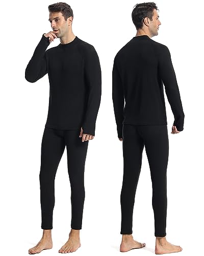 Runhit Mens Thermal Underwear Set：Fleece Lined Long Johns for Men Thermal Shirts and Pants Base Layer Cold Weather Thermals2