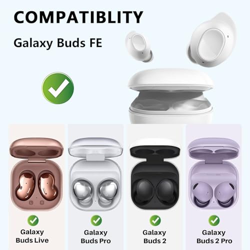 U. EHome (with Secure Lock) Clear Carbon Fiber Case Cover for Samsung Galaxy Buds FE (2023) /Galaxy 2 Pro(2022)/Galaxy Pro(2021)/Galaxy 2(2021)/Galaxy Live(2020) with Keychain - Black