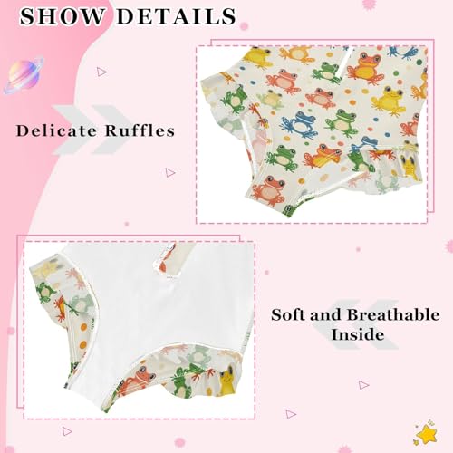 Girls Swimsuits Long Sleeve Bathing Suits Cute Frogs UPF 50+ Sun Protection Swimwear 3-12 Years4