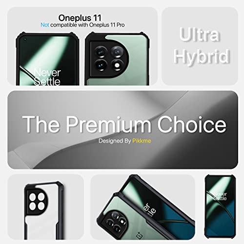 Image of Pikkme OnePlus 11 5G Back Cover | Crystal Clear Transparent Back | Ultra Hybrid | Full Camera Protection | Raised Edge | Bumper Back Case (Black)