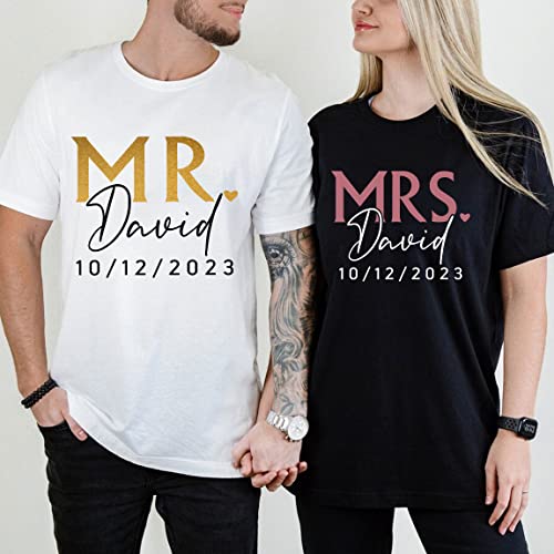 Personalized Mr and Mrs shirts, Mrs t shirt, Bride and Groom shirts, Hubby and Wifey shirts, Husband and Wife shirts, Wedding shirts, Bride Shirts, Honeymoon shirts, Mr and Mrs gifts3