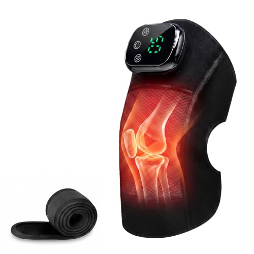 Masajeador de rodilla inalámbrico con calor y vibración para alivio del dolor | Almohadilla térmica recargable 3-en-1 para rodillas, 5 niveles de calor, 3 modos de masaje, pantalla táctil LED, ideal como regalo para mujeres y hombres miniatura 1