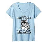 Photo Gallery donna funny sarcastic cat saying i have selective hearing maglietta con collo a v Photo Gallery donna funny sarcastic cat saying i have selective hearing maglietta con collo a v