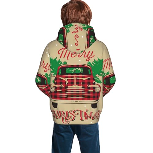 Christmas Vintage Red Truck Kid Hoodies Boys Sweatshirts Girls Pullover with Pocket4
