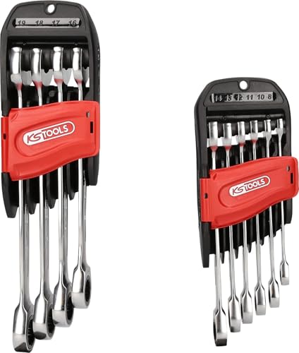 KS Tools - 503.4250 - Clés mixtes à cliquet GEARPLUS - Jeu de 10 clés mixtes à cliquet à la forme droite - 72 dents - 8-19 mm