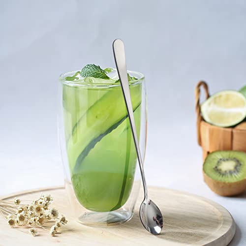 IQCWOOD Long Handle Ice Tea Spoons, 9-Inch Coffee Ice Cream Stainless Steel Cocktail Stirring Spoons, Set of 4