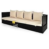 polyrattan lounge sofa REINIGUNG: Dank des pflegeleichten Polyrattans brauchen Sie lediglich die Outdoor Liege mit einem feuchten weichen Tuch abwischen. Der Bezug der Auflage ist, per Reißverschluss, abnehmbar und kann bei 30 Grad gewaschen werden. Des Weiteren ist die Auflage wasserabweisend, wodurch Flüssigkeiten nicht direkt aufgesaugt werden.