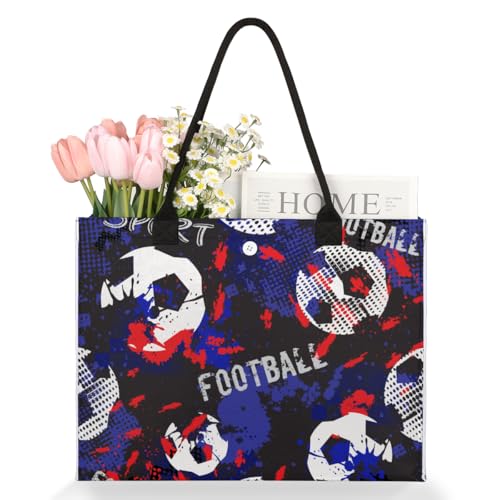 Soccer Sport Blue Tote Bag for Women Large Beach Bag Reusable Tote Bags for Work Travel Beach Shopping3