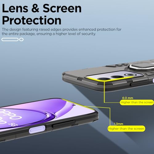 Image of Pikkme D5 Tough Armor Back Cover | 360 Protection Case | Ring Holder Stand Bumper Case for Oppo A3 Pro 5G (Black)