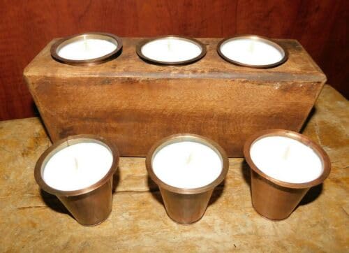 Vintage 6 Replacement Sugar Mold Candle Holder Primitive TIN Cup Votives with Candles