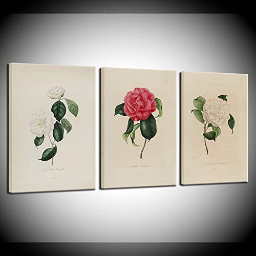 Tableau triptyque haut de gamme camélia à l'impression HD sur toile moderne