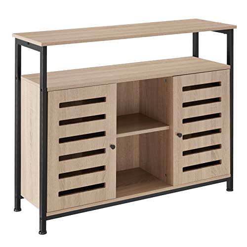 TecTake Buffet Warrington Meuble de Rangement 100x37x82cm Style Industriel diverses Couleurs (Bois Clair Industriel)