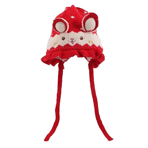 Adorable Cartoon Baby Hat Warm Knitted Ear Protection Beanie Winter Infant Cap for Boys and Girls Cute and Cozy Knitted Hat Red