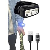 フェザーストア 犬用散歩ライト 夜散歩用 明るい軽量懐中電灯 コンパクトタイプ お散歩グッズ Mini Type-C USB充電式 140ルーメン 専用ケース付き 防災 キャンプ 災害 (3灯式ブラック)