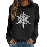 Sudadera de manga larga estampada con cuello redondo, suéter informal de forro polar suave, camiseta deportiva, ropa festiva, cómoda, cálida, a la moda para el invierno, Negro , S