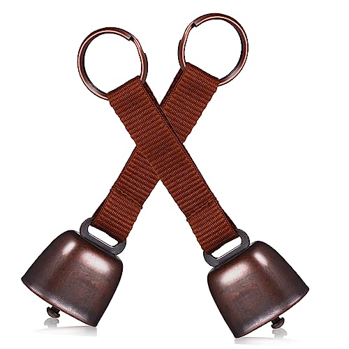 LIOOBO Loud Bear Bell 2 Pack Perfect for Camping Harvesting Hiking Durable Iron Compact Design Nylon Webbing
