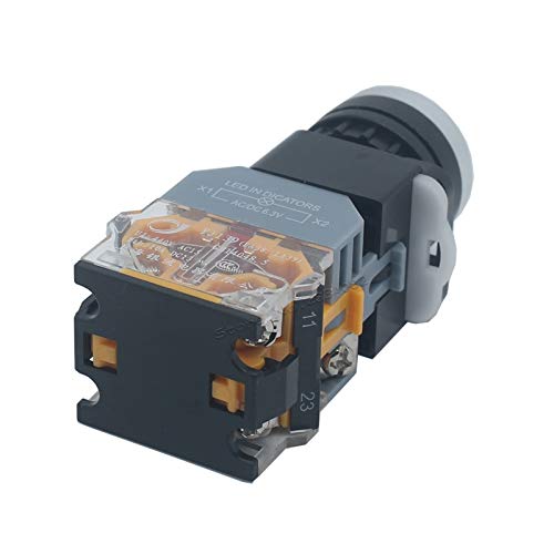 Generic 22Mm Momentary Led Flat Push Button Illuminated Switch Spring Return No Lock Light Switch 1Nonc Button La38-11Dn Ac Dc-6V