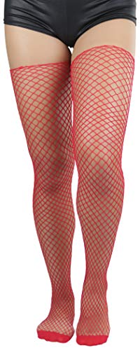 Image of ToBeInStyle Women's Seductive Punk Rock Basic Unfinished Rawedge Fishnet Thigh Highs