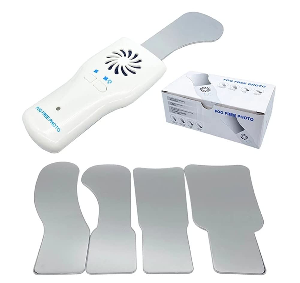 Espejos Dentales para Fotografía sin Niebla, Reflector Dental Intraoral 2 Caras Acero Inoxidable 4 Espejos