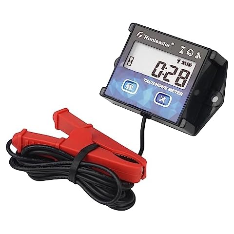 NInE-ROnG Digital Tach Hour Maintenance Meter with Backlight Built-in Battery Waterproof Programmable Engine Firing Patterns use for Lawn Mower Motorcycle Outboard Motor Generator Snow Blower Cover