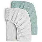 Picture of Lulu Moon Muslin Crib Sheets - Fitted Crib Mattress Sheets for Boys and Girl - 28"x 52", 2 Pack