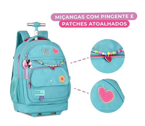 Kit Mochila Rodinhas Rebecca Bonbon Escolar Lancheira E Estojo Juvenil Escolar (Azul)