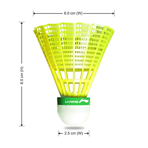 Li-Ning Smash Nylon Badminton Shuttlecocks (Yellow, Slow Speed) | Extreme Durability | Synthetic Cork 3 41