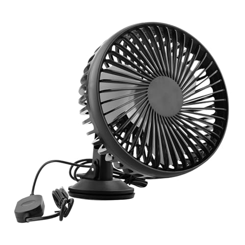Ventilateur de voiture 12 V/24 V USB, rotation à 360 °, avec ventouse puissante, pour tableau de bord et pare-brise, 3 vitesses, ventilateur silencieux avec moteur en cuivre pur pour voiture, camion