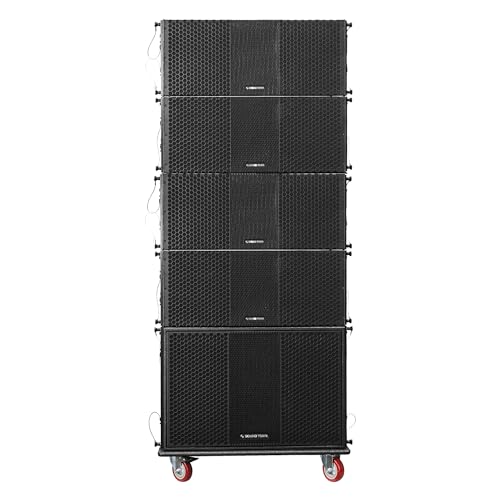 Image of Sound Town ZETHUS Series Powered Line Array Speaker System with One 18-inch Line Array Subwoofer, Four Dual 10-inch Line Array Speakers, One Caster Board, Black (ZS-118SP210BP4C)