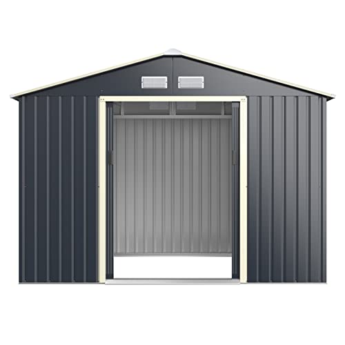 GOPLUS 5,3㎡ Abri de Jardin Métal, Cabine de Jardin Extérieur Portes Coulissantes, Cabane de...
