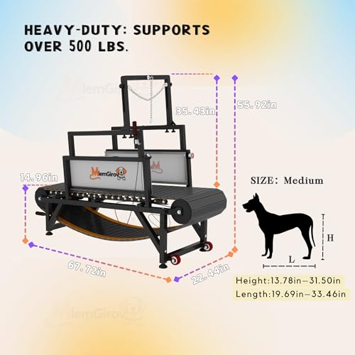 Dog Treadmill with Speedometer & 18\" Paw-Safe PE Slatmill - Adjustable Resistance, Disc Brake & 500LBS Capacity for Large/Medium/Small Dogs, Indoor Outdoor Use (Medium)